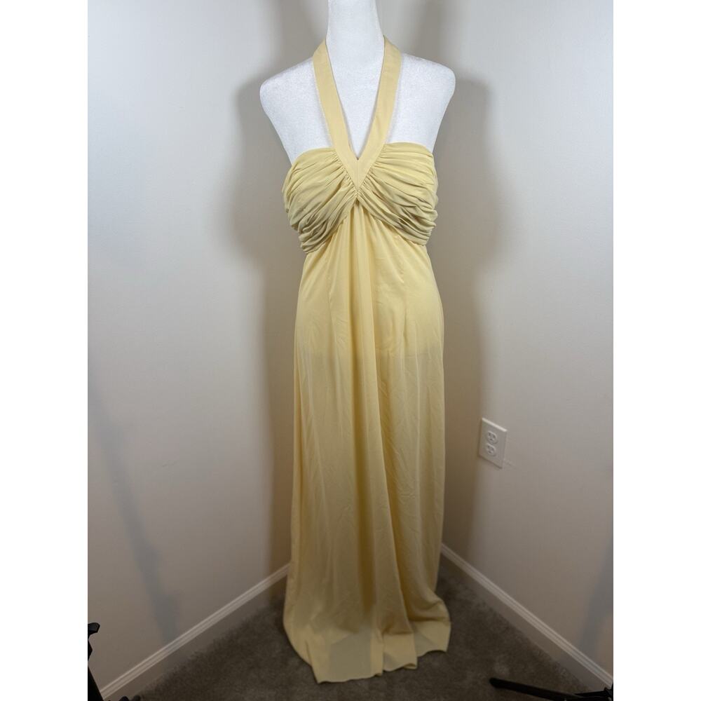 Jovani Women’s Size 12 Butter Yellow Formal Dress Gown Halter Long Classic Prom - Picture 15 of 15
